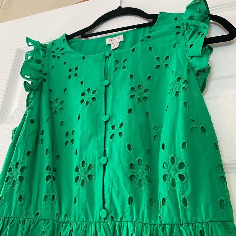 J. Crew Eyelet Ruffle Shirt Dress